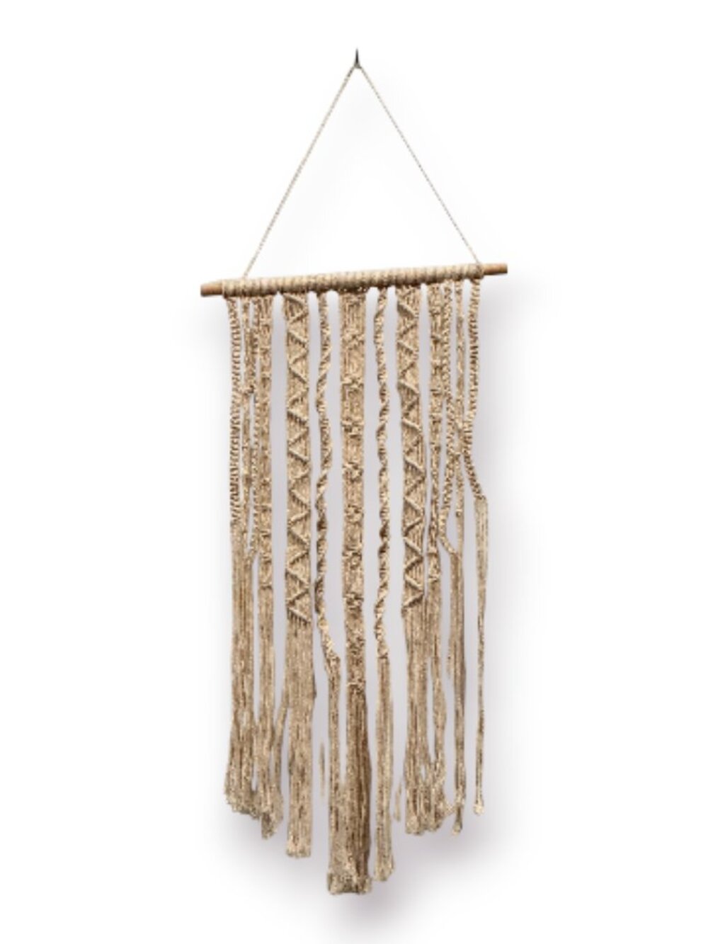 Handmade Boho Macrame Wall Hanging Neutral Cream Fiber Art 16x30
